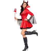 HKM-958419 Long Sleeve Red and Black Demon Costume for Anime Role-Playing, Women's Sizes S-XL