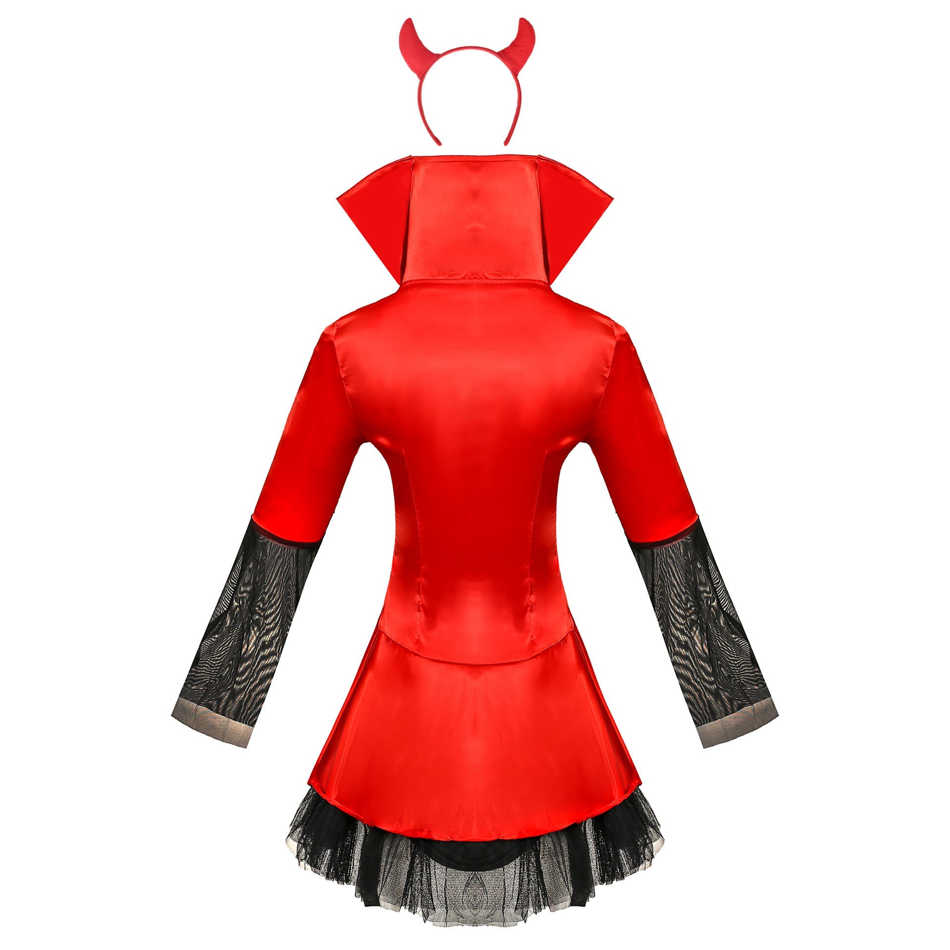 HKM-958419 Long Sleeve Red and Black Demon Costume for Anime Role-Playing, Women's Sizes S-XL