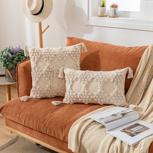 HKM-958419 Nordic Style Colorful Rhombus Pattern Tufted Cushion Cover for Lumbar Support