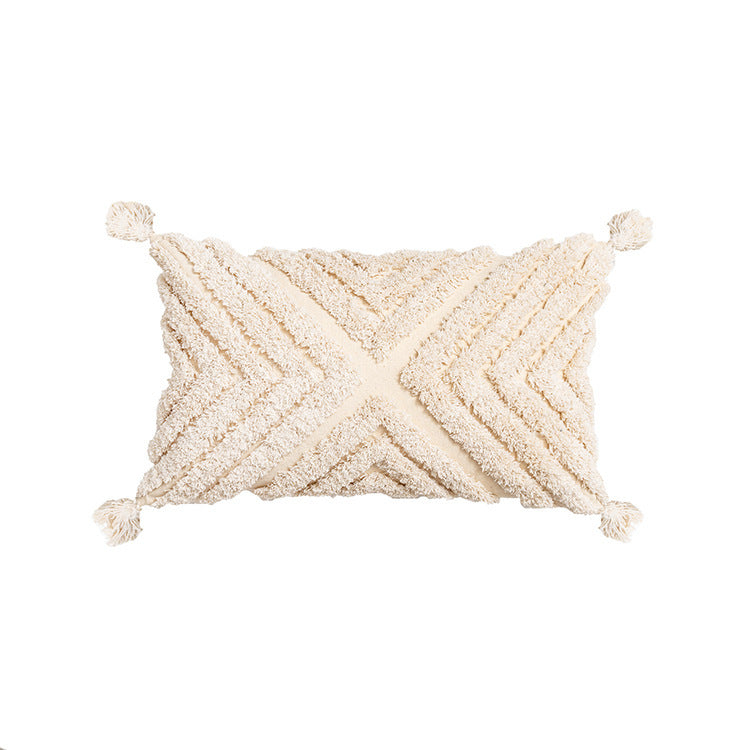 HKM-958419 Nordic Style Colorful Rhombus Pattern Tufted Cushion Cover for Lumbar Support
