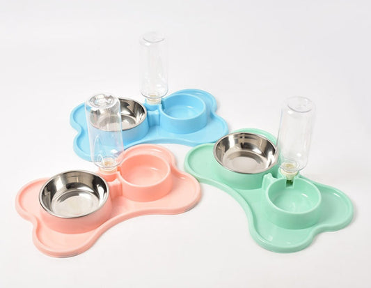 HKM-958483 Automatic Double Bowl Water and Food Dispensing System for Dogs - Plastic, 36x23x20.5cm