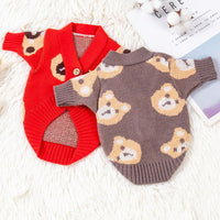 HKM-958547 Cozy Casual Sweater for Small Dogs in Red and Brown, Sizes S to XXL
