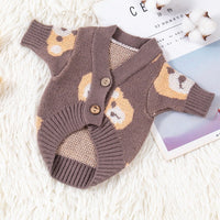 HKM-958547 Cozy Casual Sweater for Small Dogs in Red and Brown, Sizes S to XXL