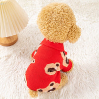 HKM-958547 Cozy Casual Sweater for Small Dogs in Red and Brown, Sizes S to XXL