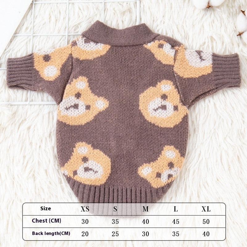 HKM-958547 Cozy Casual Sweater for Small Dogs in Red and Brown, Sizes S to XXL