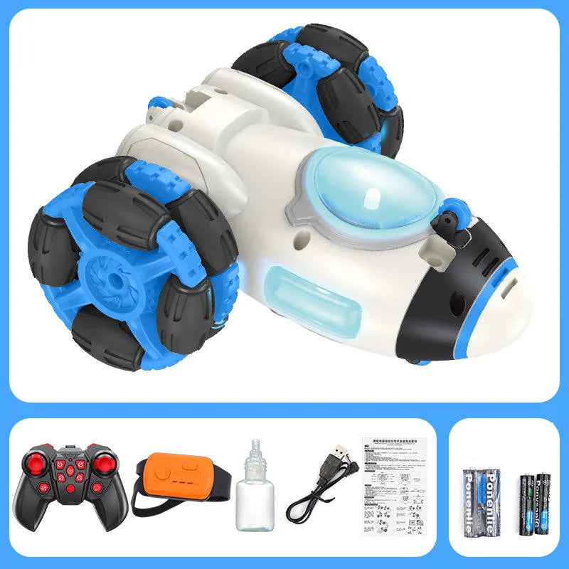 HKM-958547 Remote Control Spraying Rocket Stunt Car for Indoor and Outdoor Fun, 2.4GHz RC Spinning Vehicle, Ages 8 & Up
