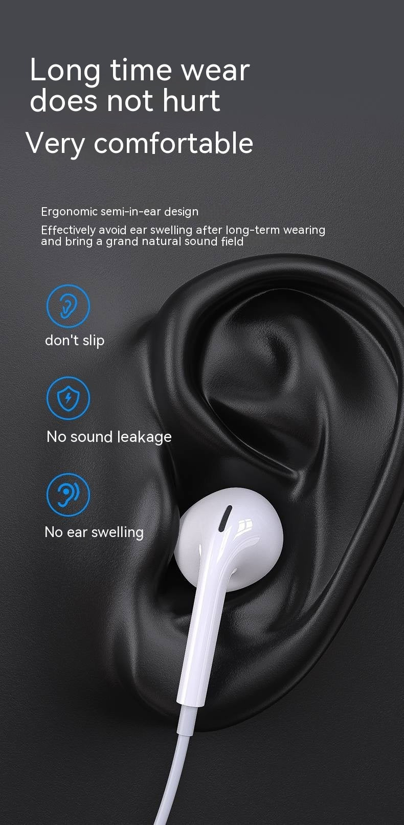 HKM-958867 Type-C Wired Semi-in-ear Stereo Earphones with Microphone