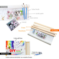 HKM-959123 Mountain House Painting By Numbers Kit - Canvas Art Set with Brushes and Paint, 40x50cm