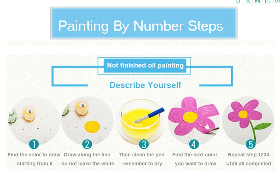 HKM-959123 Mountain House Painting By Numbers Kit - Canvas Art Set with Brushes and Paint, 40x50cm
