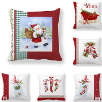 HKM-959187 Cartoon Peach Skin Pillowcase for Christmas - 45x45cm Cushion Cover