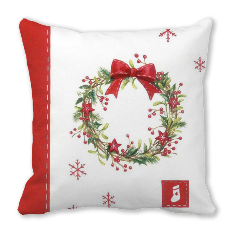 HKM-959187 Cartoon Peach Skin Pillowcase for Christmas - 45x45cm Cushion Cover