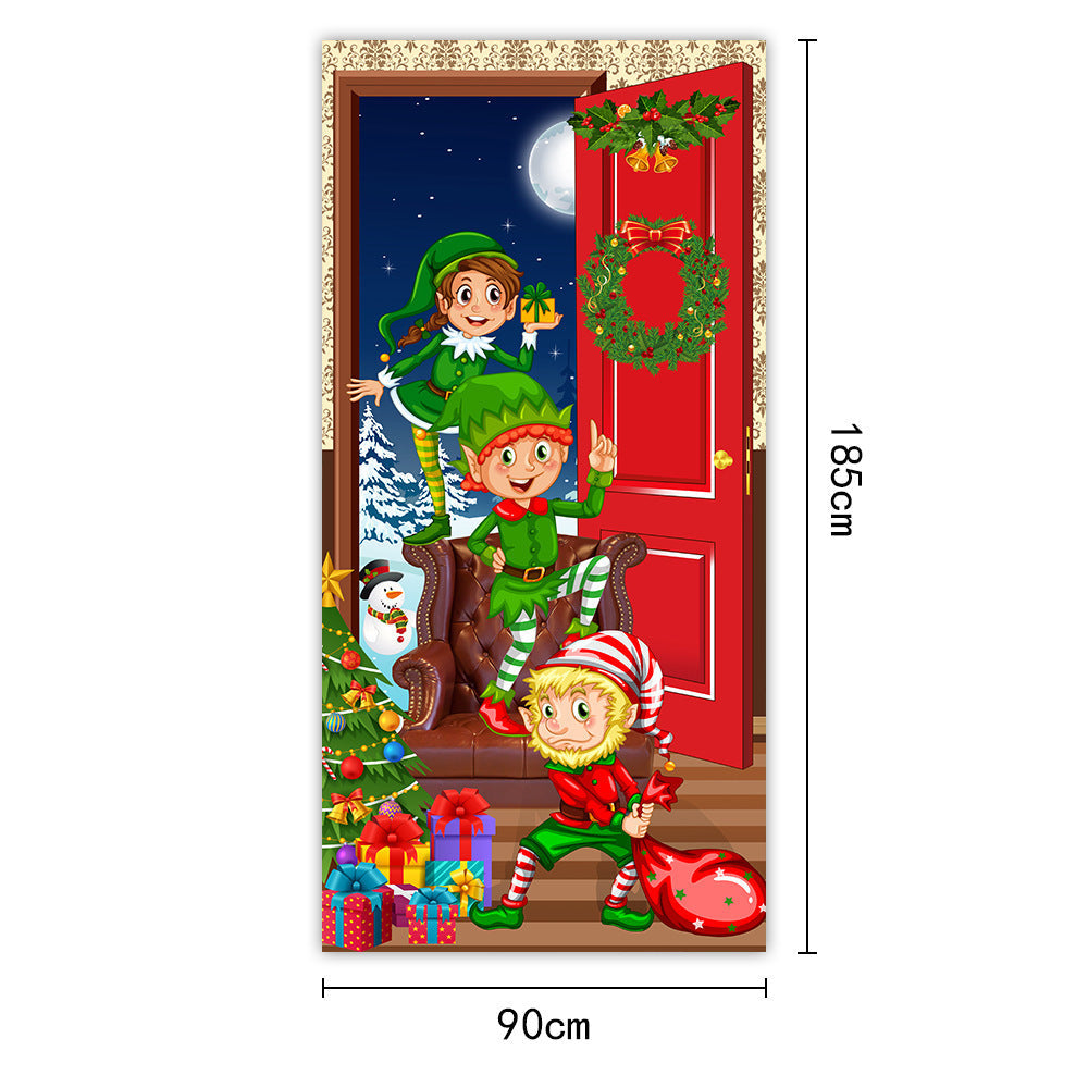 HKM-959251 Christmas Outdoor Curtain Flag with Puppy Design, Polyester Door Hanging Cloth