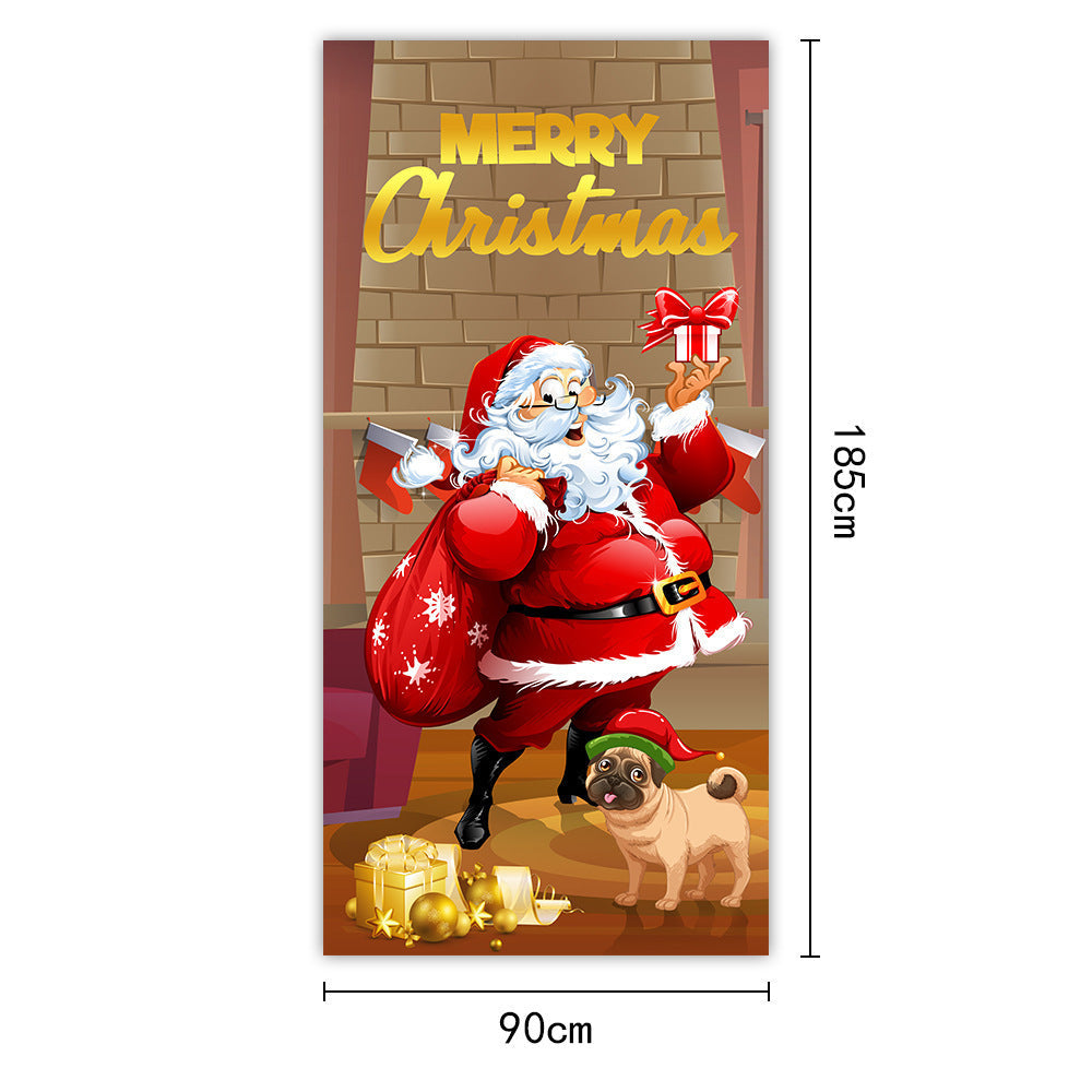 HKM-959251 Christmas Outdoor Curtain Flag with Puppy Design, Polyester Door Hanging Cloth