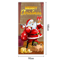 HKM-959251 Christmas Outdoor Curtain Flag with Puppy Design, Polyester Door Hanging Cloth