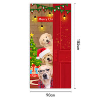 HKM-959251 Christmas Outdoor Curtain Flag with Puppy Design, Polyester Door Hanging Cloth