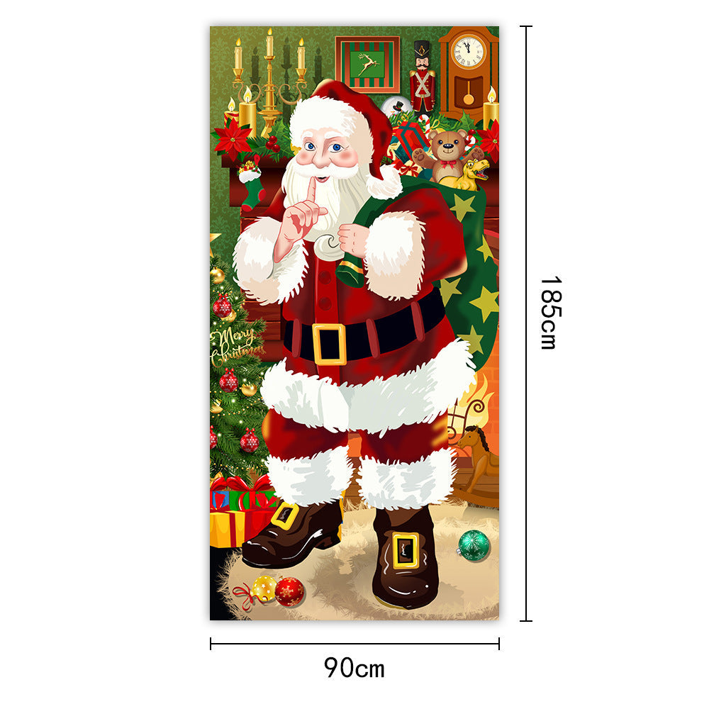 HKM-959251 Christmas Outdoor Curtain Flag with Puppy Design, Polyester Door Hanging Cloth