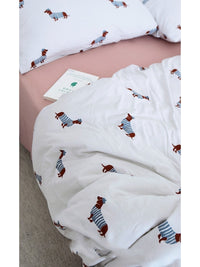 HKM-959443 Soft Cotton Knitted 4-Piece Baby Bedding Set with Cartoon Design in HOT Dog Theme