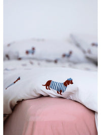 HKM-959443 Soft Cotton Knitted 4-Piece Baby Bedding Set with Cartoon Design in HOT Dog Theme