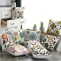 HKM-959571 Cotton Canvas Embroidered Pillow Cushion Cover 45x45 cm