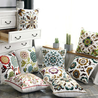 HKM-959571 Cotton Canvas Embroidered Pillow Cushion Cover 45x45 cm