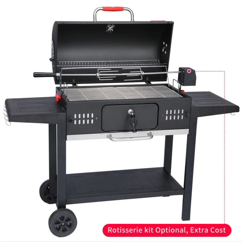 KTX-959635 Heavy Duty Pellet Smoker Rotisserie BBQ Charcoal Grill with Built-In or Trolley Design, Model BG033