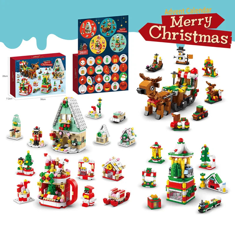KTX-959699 Christmas Countdown Advent Calendar Building Block Set - Educational DIY Puzzle Toy for Ages 5 and Up