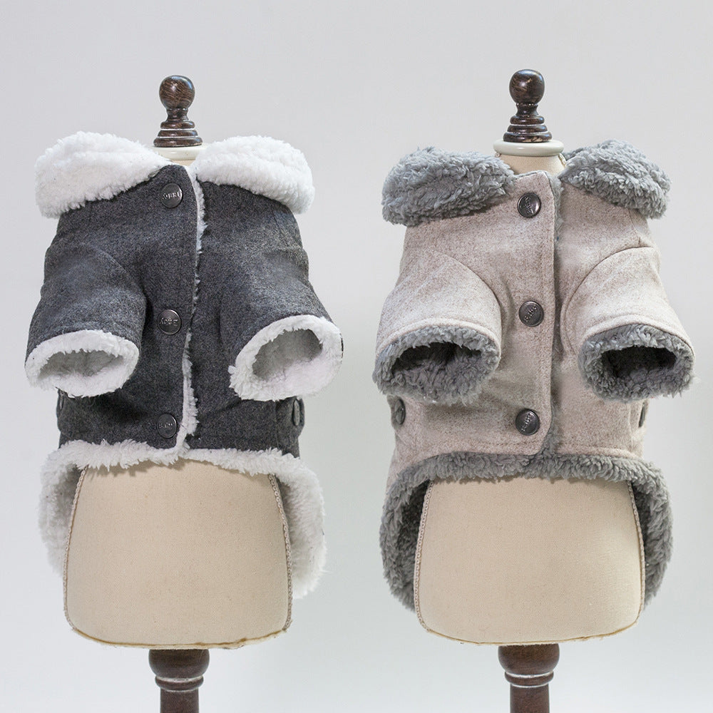 HKM-959699 Nordic Style Winter Jackets for Pets - Dark Gray & Light Brown - Casual Cotton Clothing