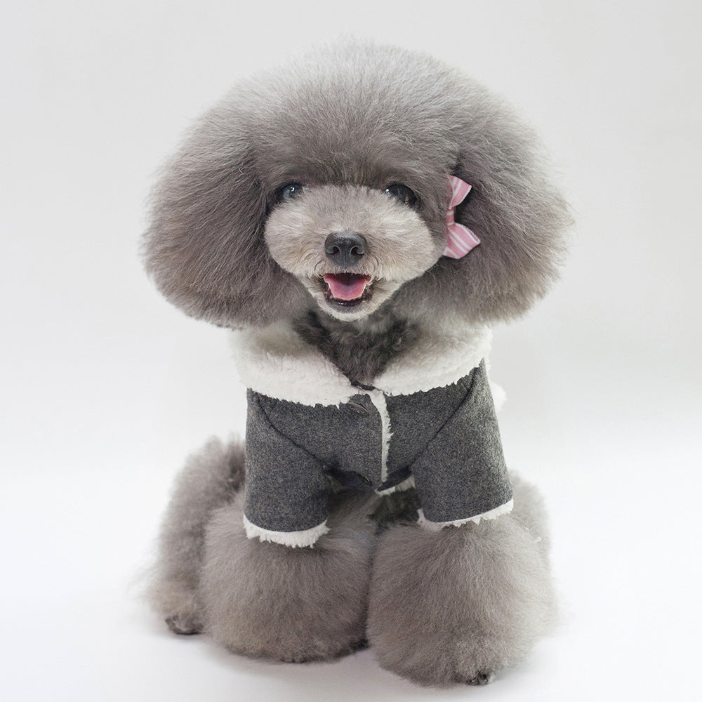 HKM-959699 Nordic Style Winter Jackets for Pets - Dark Gray & Light Brown - Casual Cotton Clothing