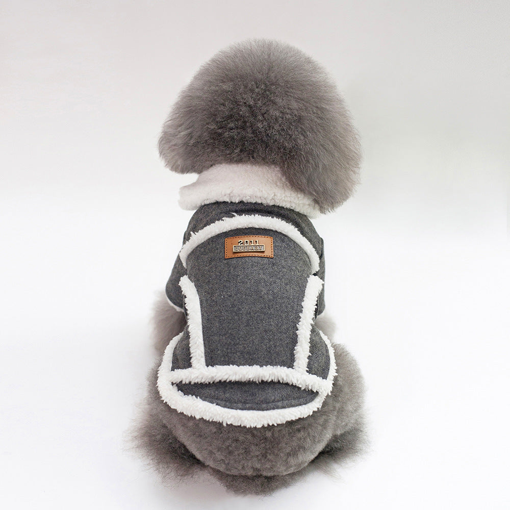 HKM-959699 Nordic Style Winter Jackets for Pets - Dark Gray & Light Brown - Casual Cotton Clothing