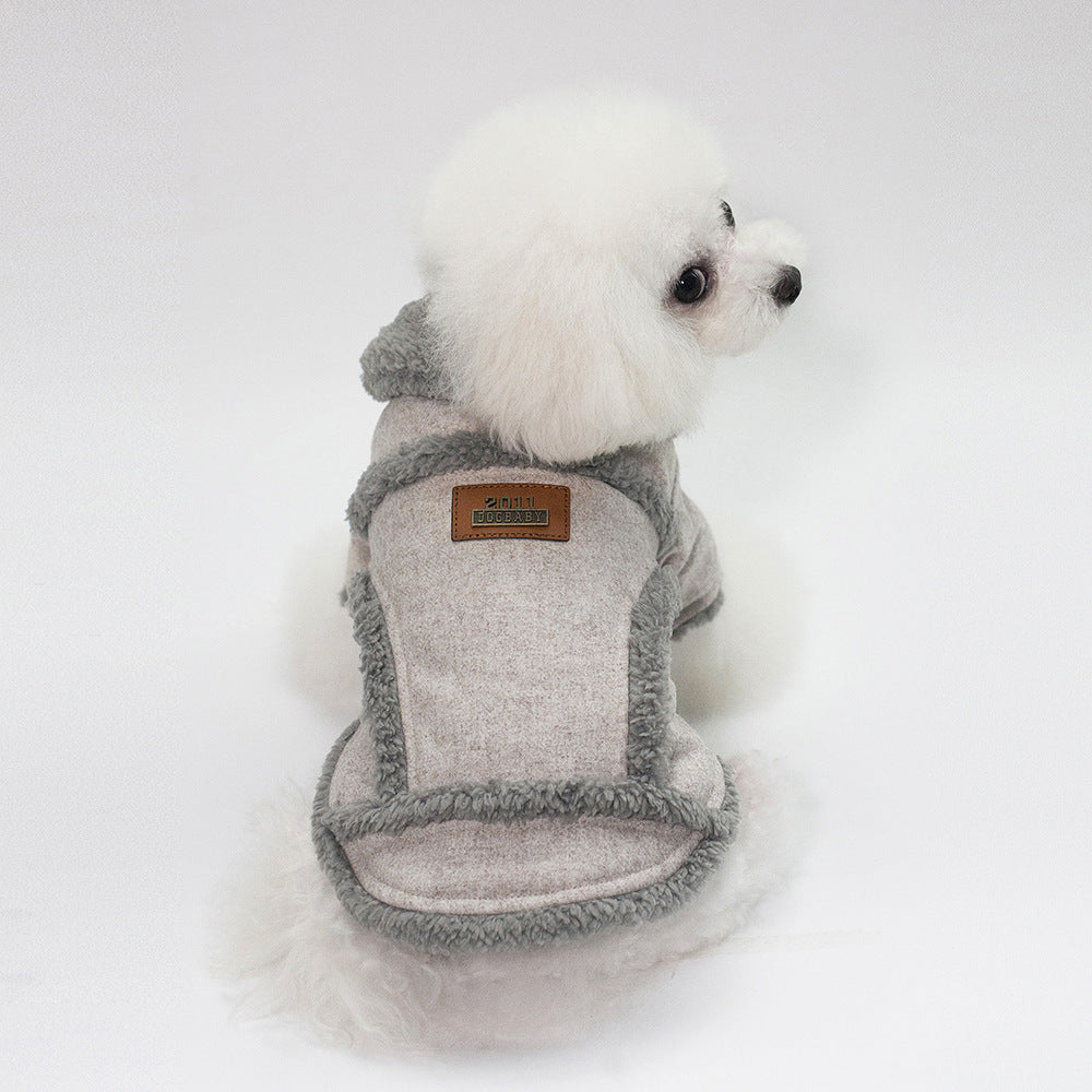 HKM-959699 Nordic Style Winter Jackets for Pets - Dark Gray & Light Brown - Casual Cotton Clothing