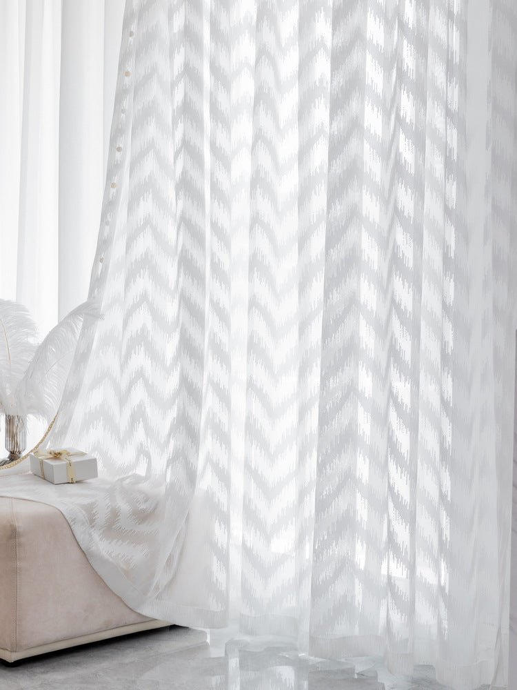 HKM-959827 Light Luxury Pure Color Curtain with Golden Beads - Polyester Fabric, Customized Per Meter