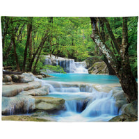 HKM-959955 Black and White Coconut Forest Landscape Tapestry Wall Hanging - Machine Washable Polyester Fiber, Multiple Sizes Available