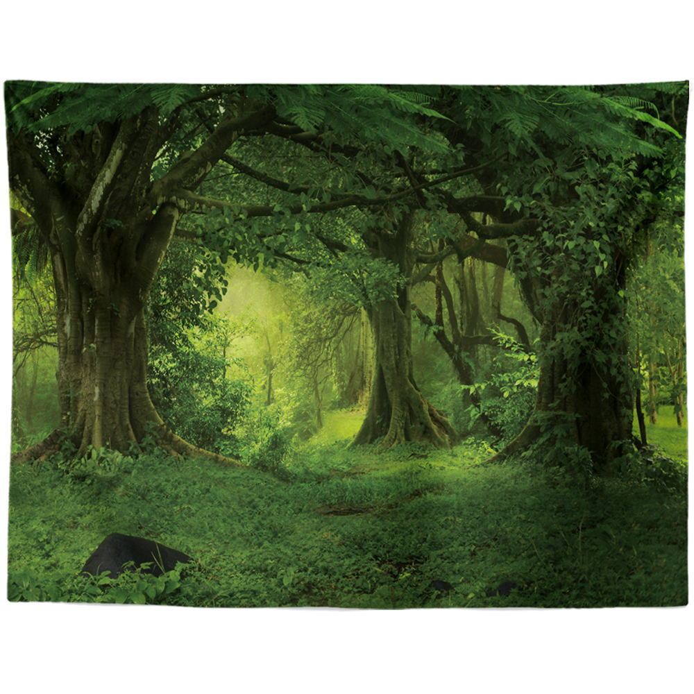 KTX-959955 Black and White Coconut Forest Landscape Tapestry Wall Hanging - Machine Washable Polyester Fiber, Multiple Sizes Available