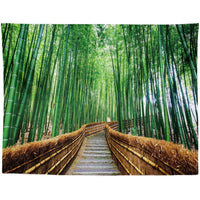 HKM-959955 Black and White Coconut Forest Landscape Tapestry Wall Hanging - Machine Washable Polyester Fiber, Multiple Sizes Available