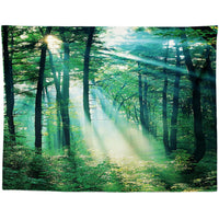 HKM-959955 Black and White Coconut Forest Landscape Tapestry Wall Hanging - Machine Washable Polyester Fiber, Multiple Sizes Available