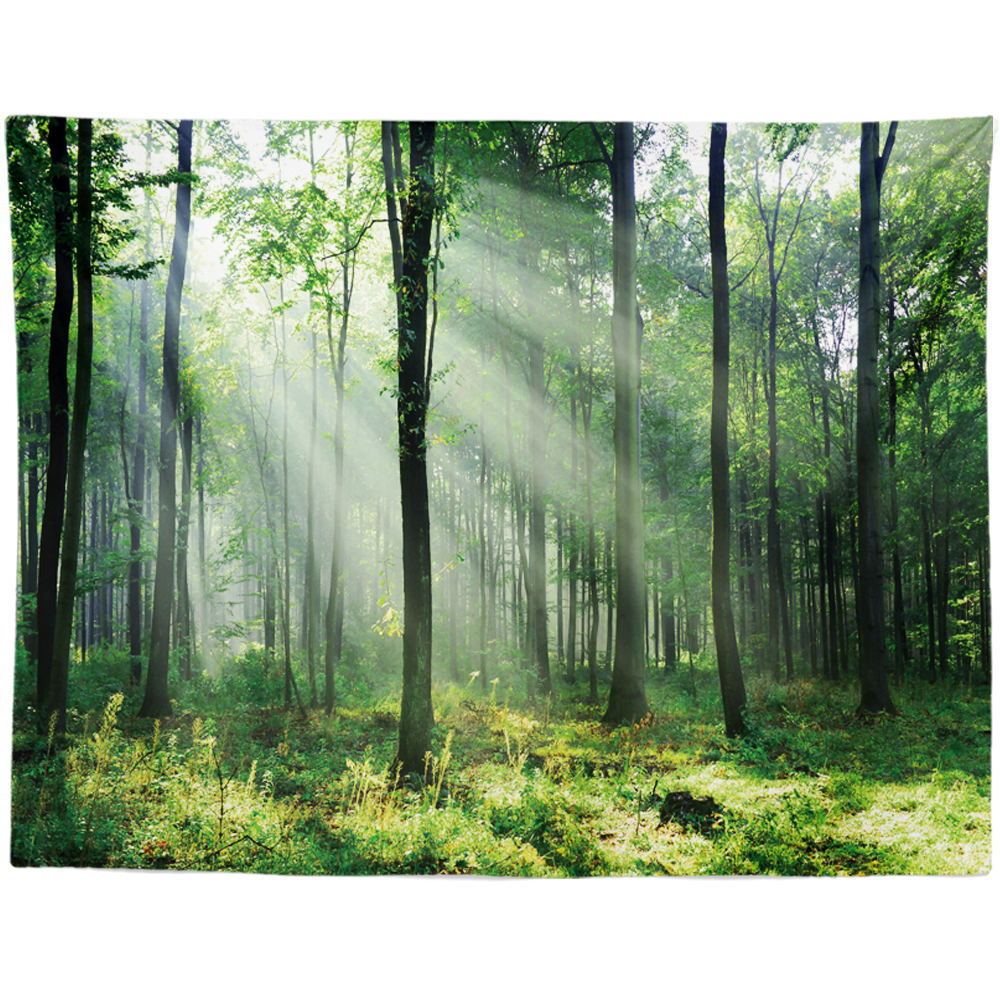 KTX-959955 Black and White Coconut Forest Landscape Tapestry Wall Hanging - Machine Washable Polyester Fiber, Multiple Sizes Available