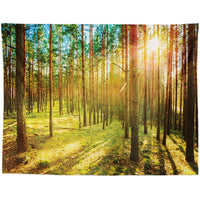 HKM-959955 Black and White Coconut Forest Landscape Tapestry Wall Hanging - Machine Washable Polyester Fiber, Multiple Sizes Available