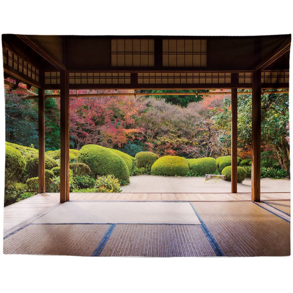 KTX-959955 Black and White Coconut Forest Landscape Tapestry Wall Hanging - Machine Washable Polyester Fiber, Multiple Sizes Available