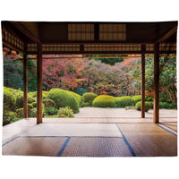 HKM-959955 Black and White Coconut Forest Landscape Tapestry Wall Hanging - Machine Washable Polyester Fiber, Multiple Sizes Available