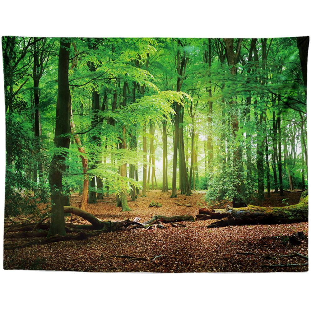 KTX-959955 Black and White Coconut Forest Landscape Tapestry Wall Hanging - Machine Washable Polyester Fiber, Multiple Sizes Available