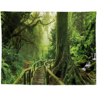 HKM-959955 Black and White Coconut Forest Landscape Tapestry Wall Hanging - Machine Washable Polyester Fiber, Multiple Sizes Available