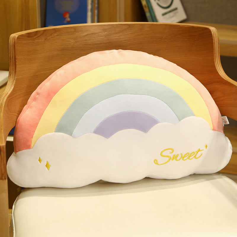 HKM-960083 Cute Cloud Rainbow Pillow Decorative Cushion for Office Chair Backrest