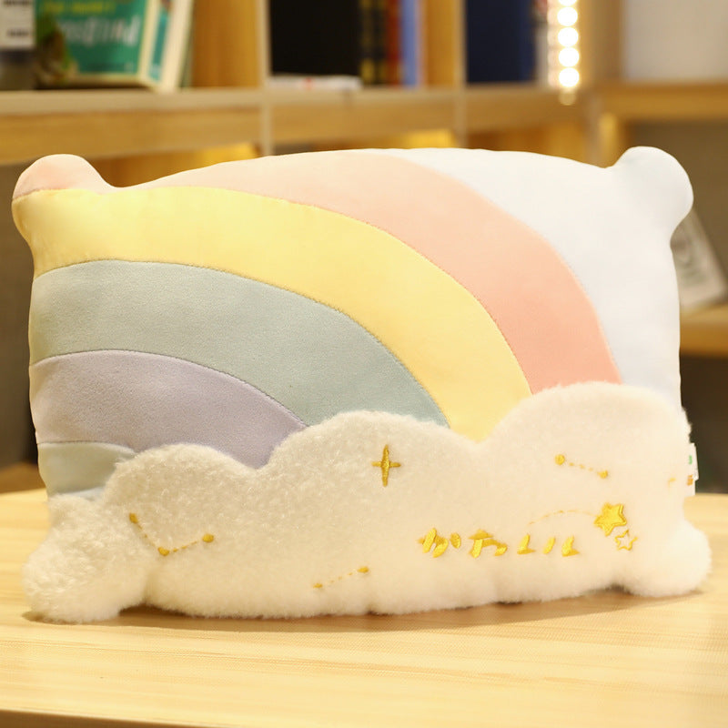 HKM-960083 Cute Cloud Rainbow Pillow Decorative Cushion for Office Chair Backrest