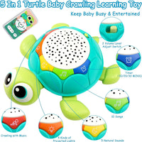 HKM-960083 Musical Projector Turtle Crawling Toy for Infants and Toddlers - 5 Functions Educational Plastic Toy