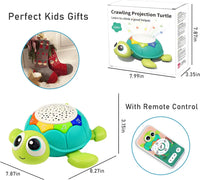HKM-960083 Musical Projector Turtle Crawling Toy for Infants and Toddlers - 5 Functions Educational Plastic Toy