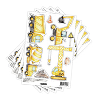 HKM-960211 Self-Adhesive Cartoon Excavator Truck Wall Stickers for Kids' Room - Set of 5 Pieces