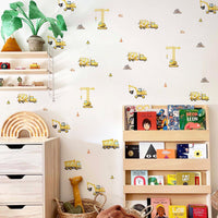 HKM-960211 Self-Adhesive Cartoon Excavator Truck Wall Stickers for Kids' Room - Set of 5 Pieces