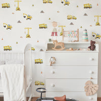 HKM-960211 Self-Adhesive Cartoon Excavator Truck Wall Stickers for Kids' Room - Set of 5 Pieces