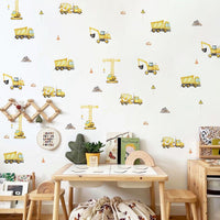 HKM-960211 Self-Adhesive Cartoon Excavator Truck Wall Stickers for Kids' Room - Set of 5 Pieces