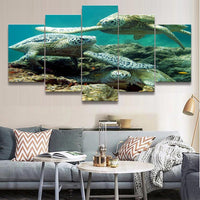 HKM-960275 Elegant Tortoise Landscape Mural Art - Framed or Unframed Canvas Sets (5 Pieces)